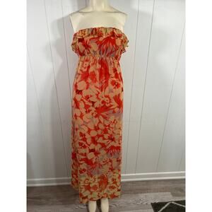 Collection Concepts women’s orange and yellow floral, sleeveless maxi dress.